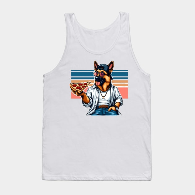 German Shepherd Dog Eating Pizza Tank Top by Graceful Designs